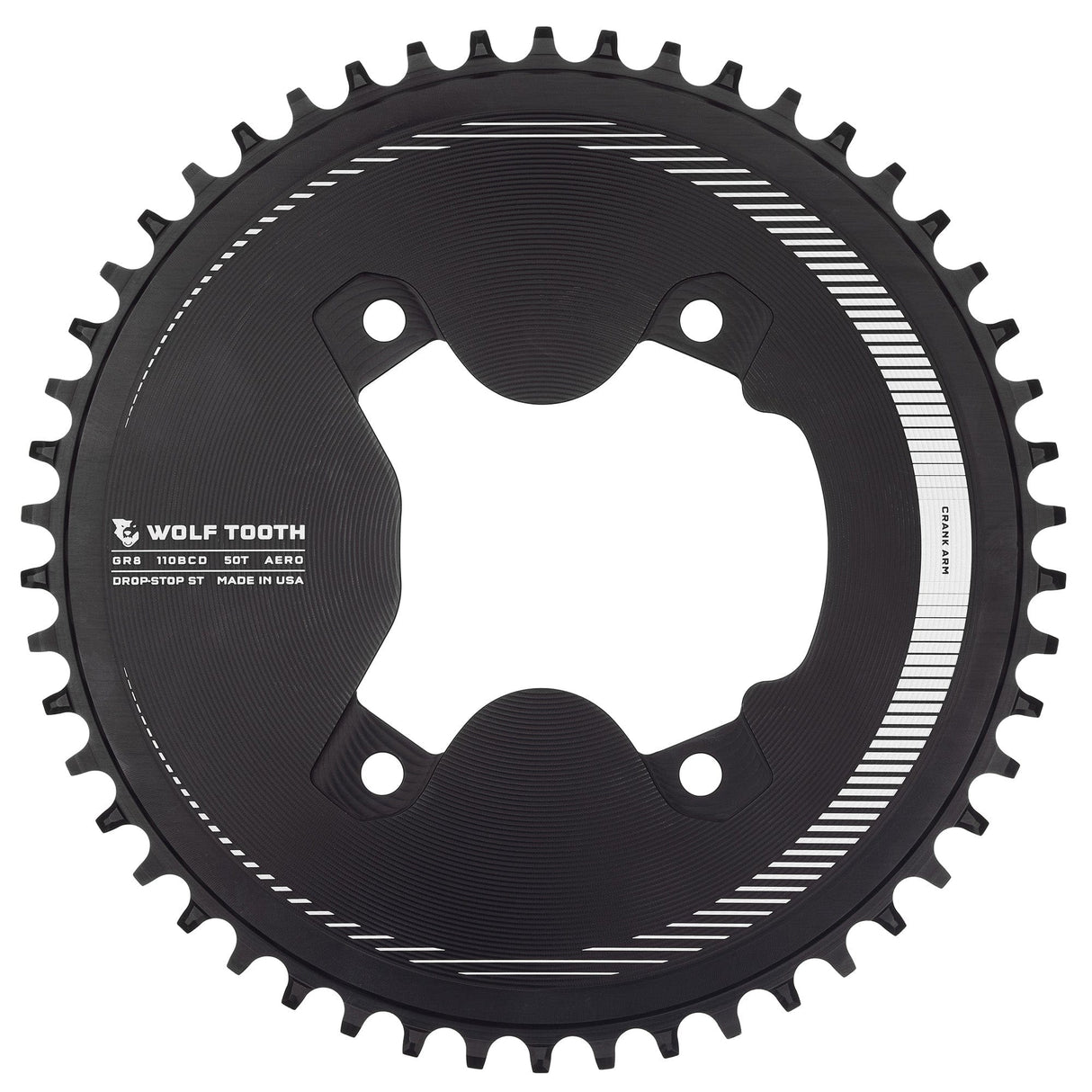 Wolf Tooth Aero 110 BCD Asymmetric 4-Bolt Chainrings for Shimano GRX 800 Cranks