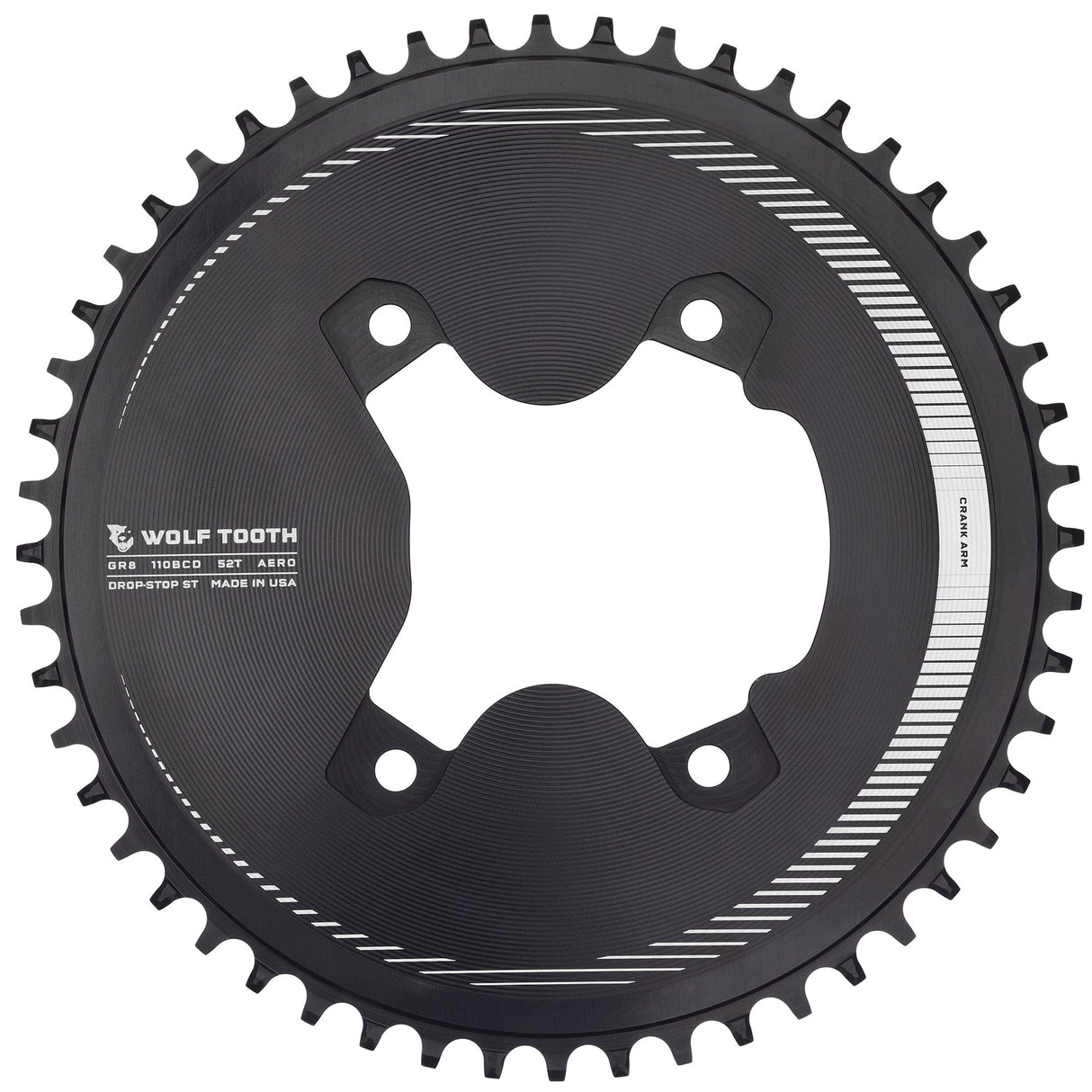 Wolf Tooth Aero 110 BCD Asymmetric 4-Bolt Chainrings for Shimano GRX 800 Cranks