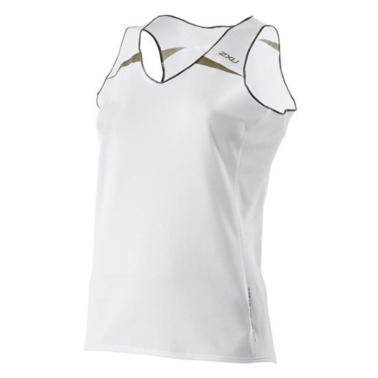 2XU Elite Run Singlet White / Gold