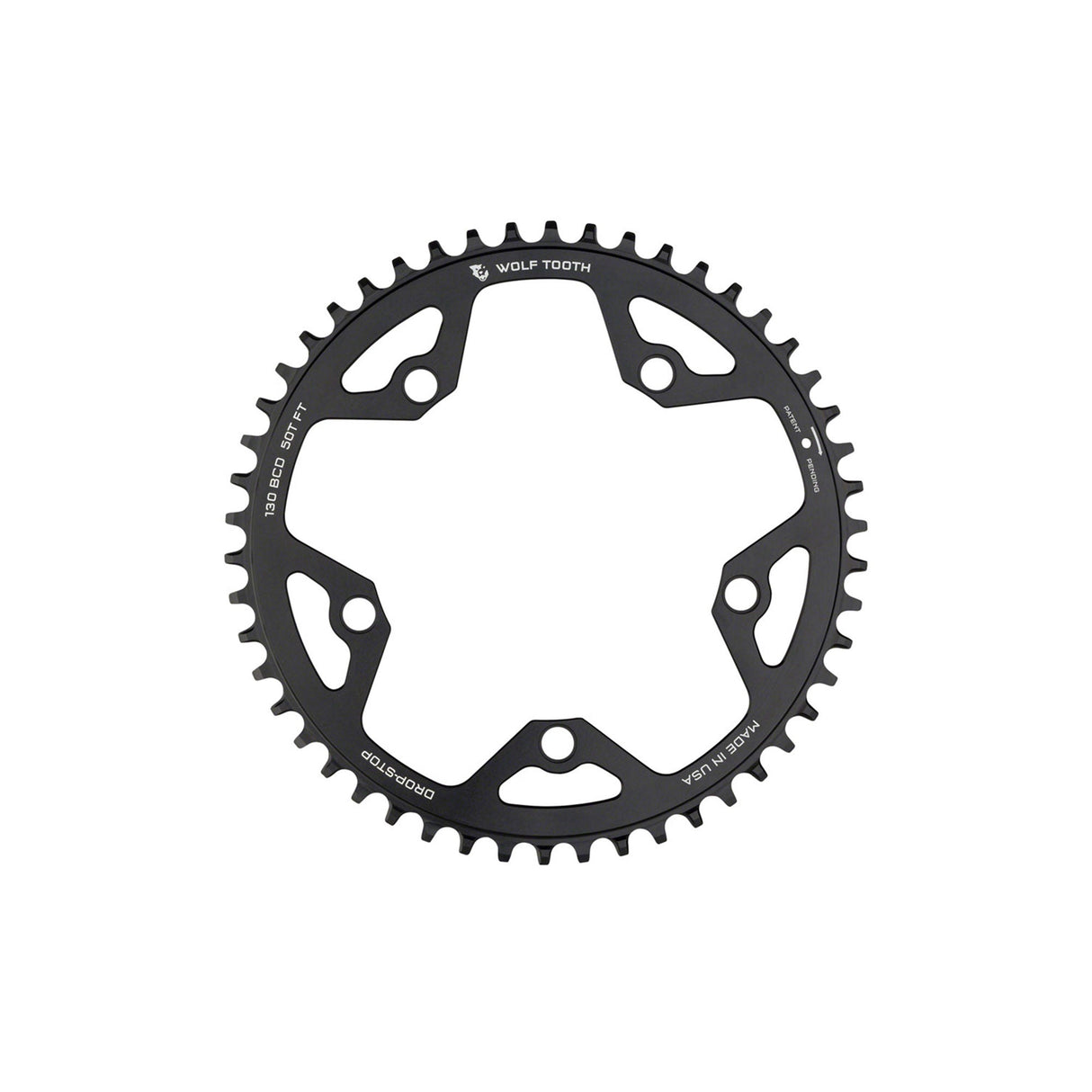 Wolf Tooth 130BCD Road/Cyclocross 5-Bolt Drop-Stop Chainring