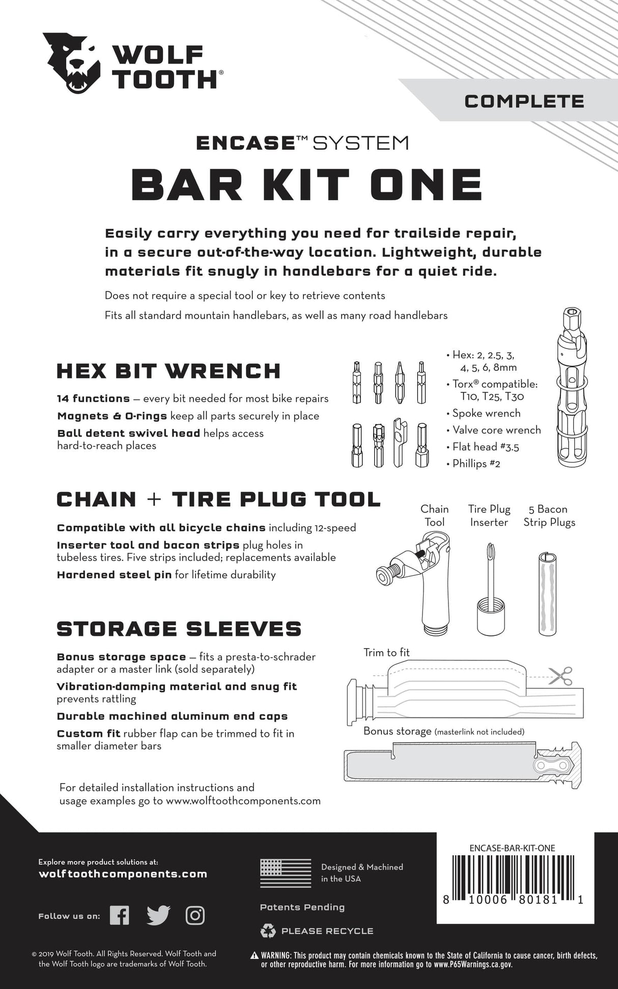 Wolf Tooth EnCase System Bar Kit One