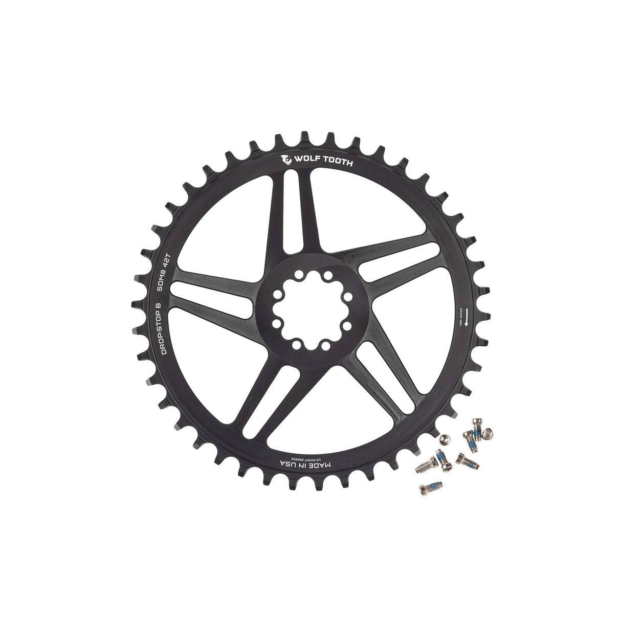Wolf Tooth Drop-Stop B Chainring SRAM Direct Mount 8-Bolt 0mm Offset