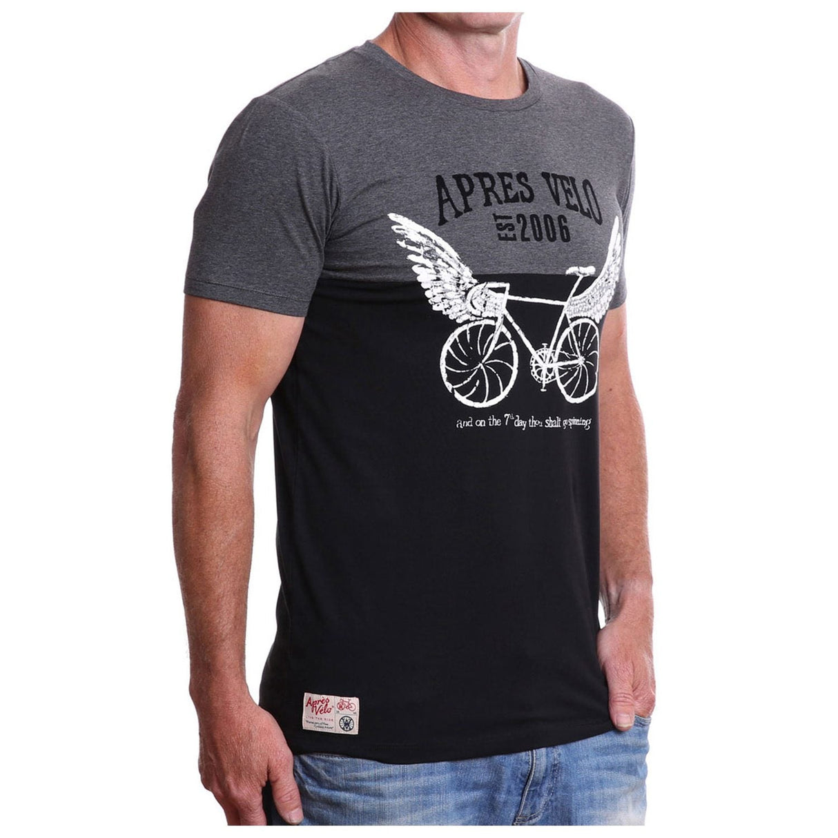 Apres Velo 7th Day Spinners Tee Charcoal / Black