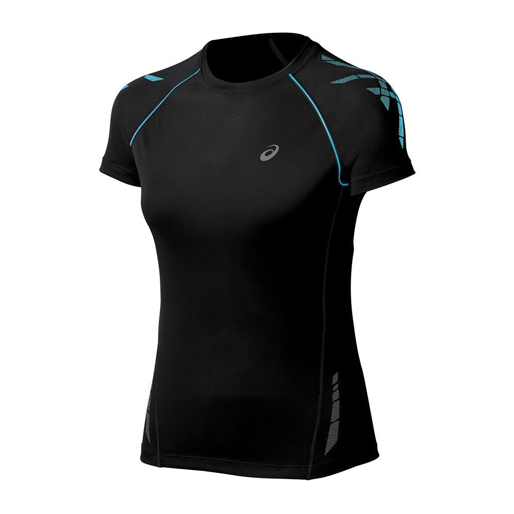 Asics Speed Short Sleeve Run Top Performance Black / Aquarium