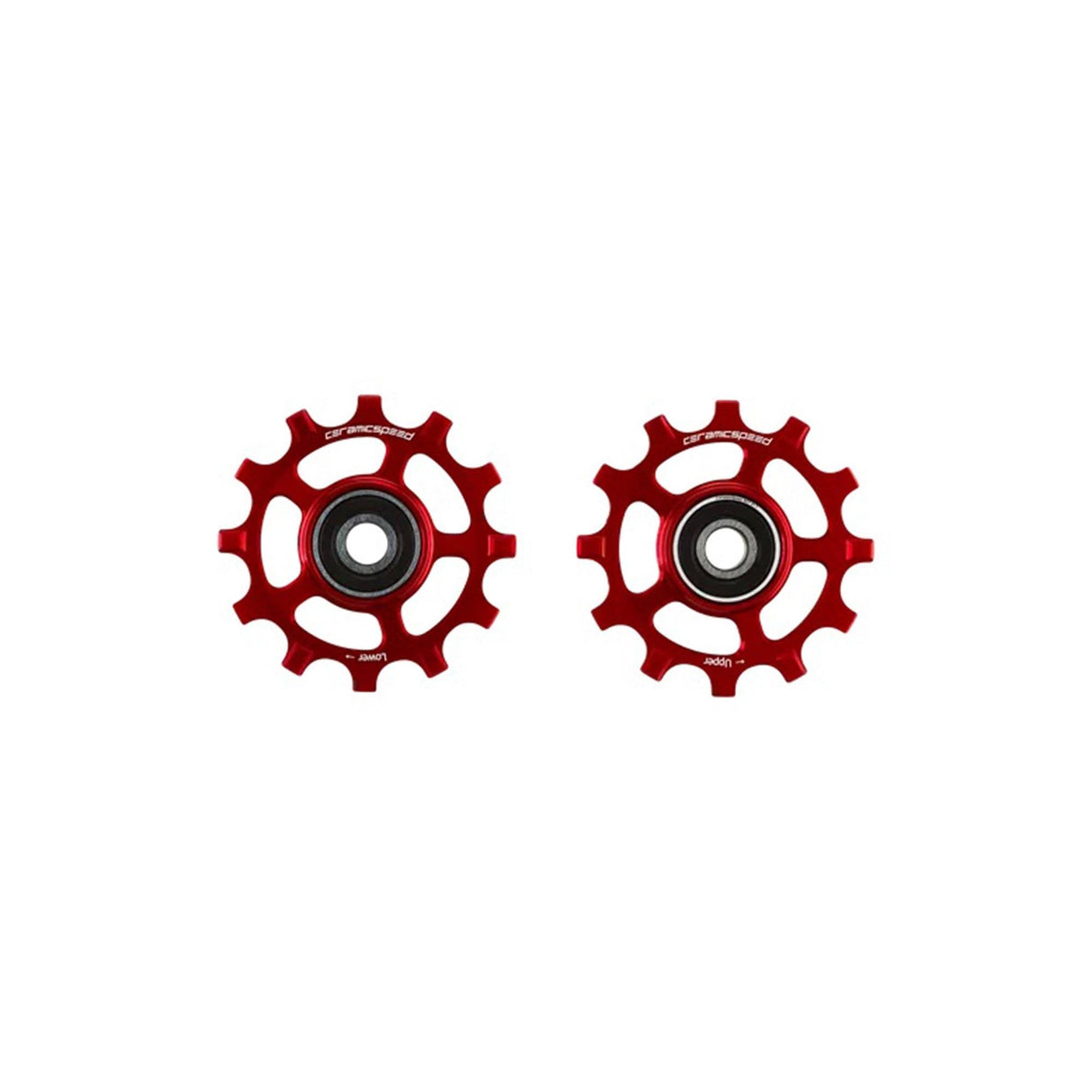 CeramicSpeed Ceramic Alloy Derailleur Pulleys Coated - Shimano 11 - Speed Narrow Wide Red