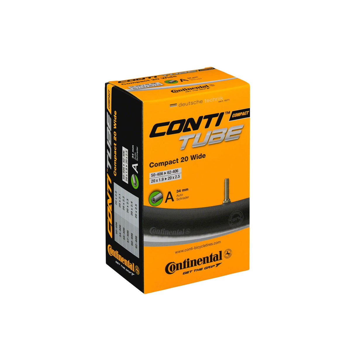 Continental Standard 20" Tube Schrader Valve Black