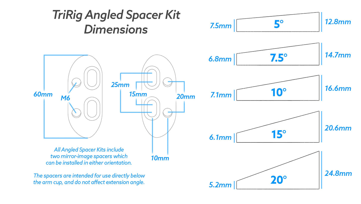 TriRig Angled Spacers for Arm Cups High Angle Spacer Pack