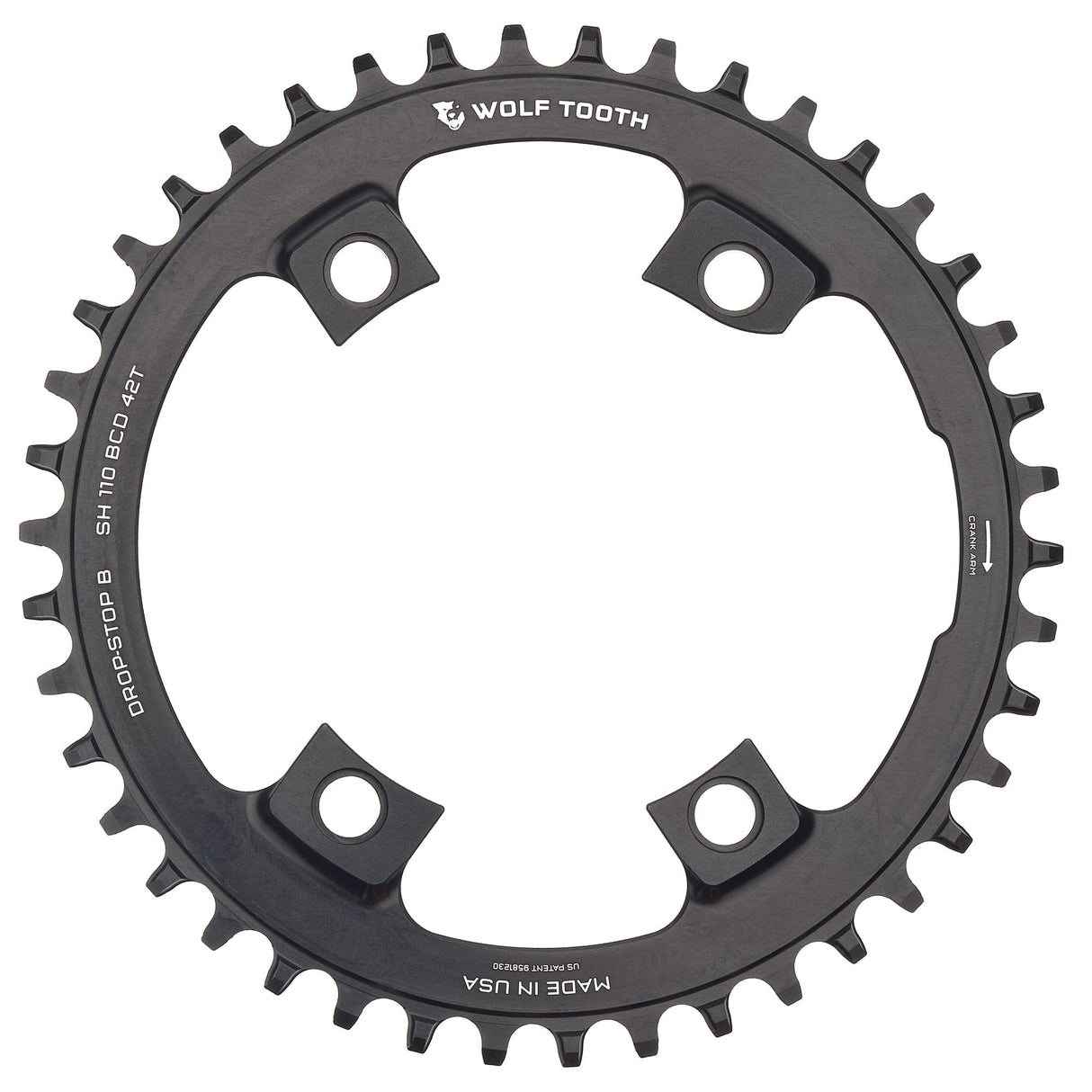 Wolf Tooth 110 BCD Asymmetric 4 - Bolt Chainrings for Shimano Cranks Drop - Stop B