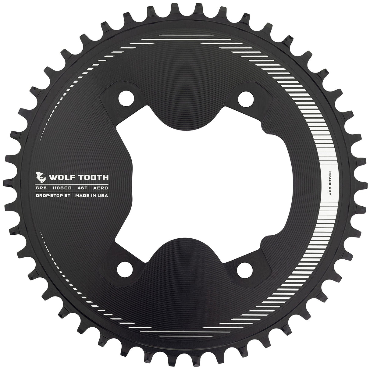 Wolf Tooth Aero 110 BCD Asymmetric 4 - Bolt Chainrings for Shimano GRX 800 Cranks Drop - Stop ST