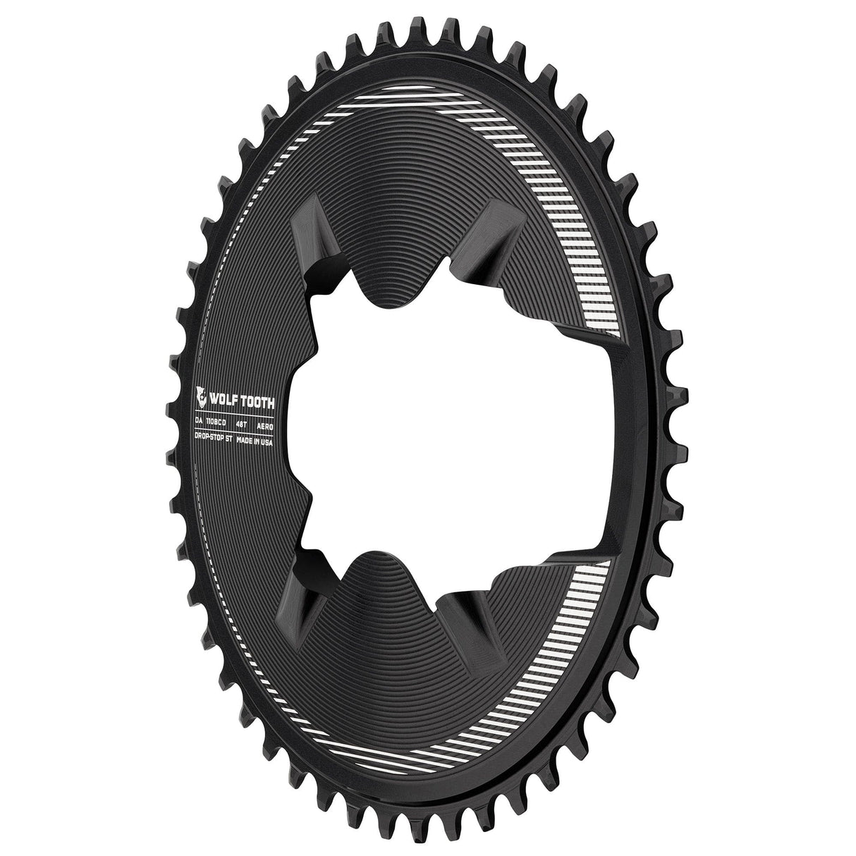 Wolf Tooth Aero Direct Mount Chainrings for Shimano Dura - Ace R9200 Cranks Black