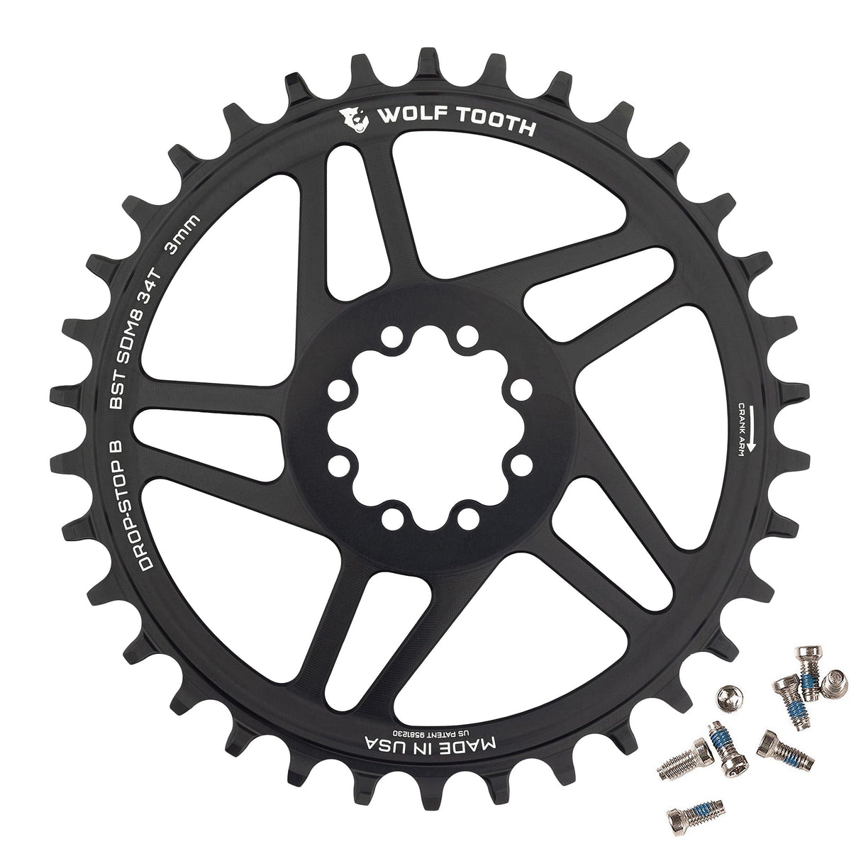 Wolf Tooth Direct Mount Chainrings for SRAM 8 - Bolt Mountain Cranks Drop - Stop B