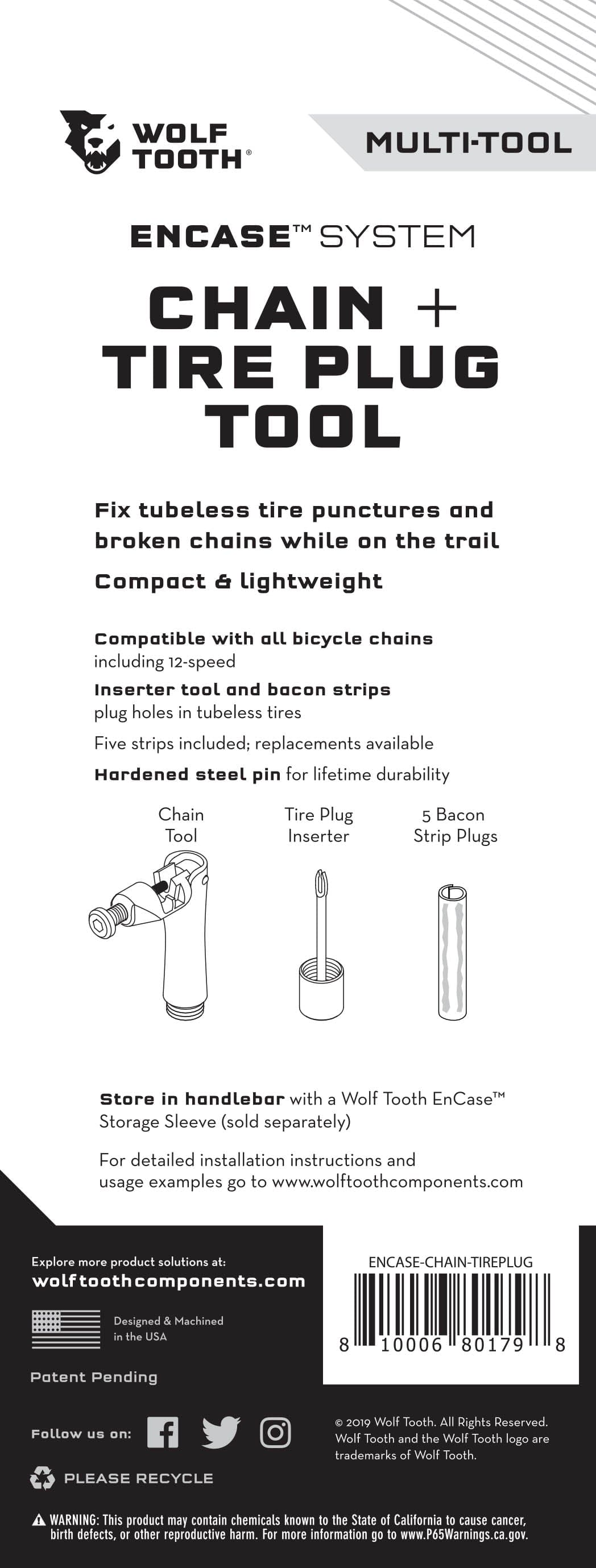 Wolf Tooth EnCase System Chain + Tire Plug Multi - Tool