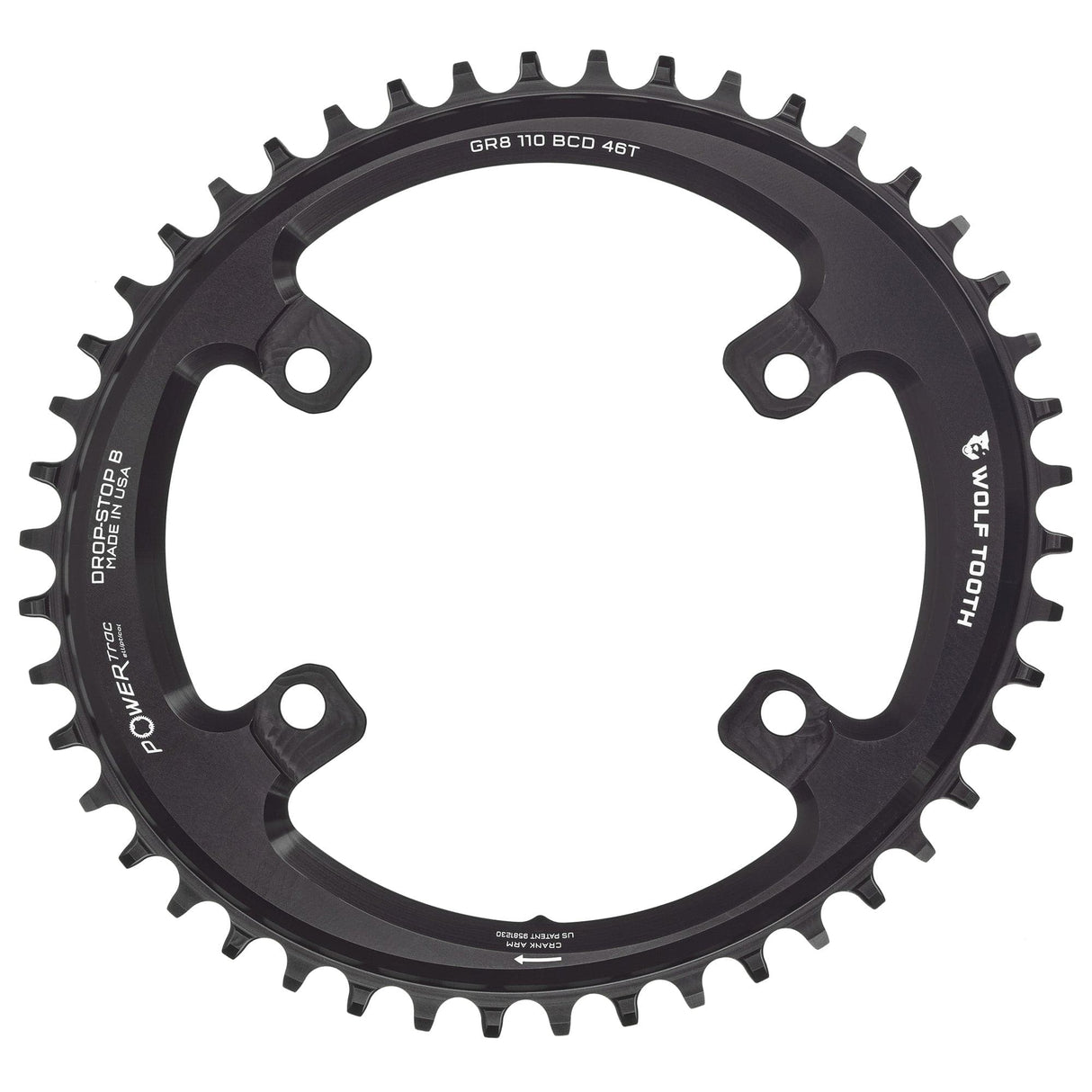 Wolf Tooth Oval 110 BCD Asymmetric 4 - Bolt Chainrings for Shimano GRX Cranks Drop - Stop B