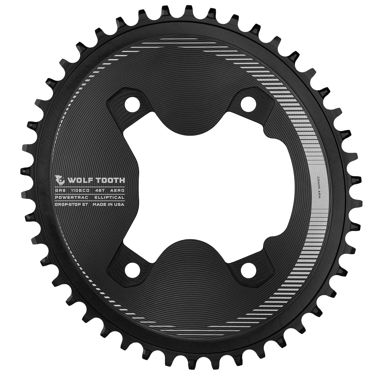 Wolf Tooth Oval 110 BCD Asymmetric 4 - Bolt Chainrings for Shimano GRX Cranks Drop - Stop ST