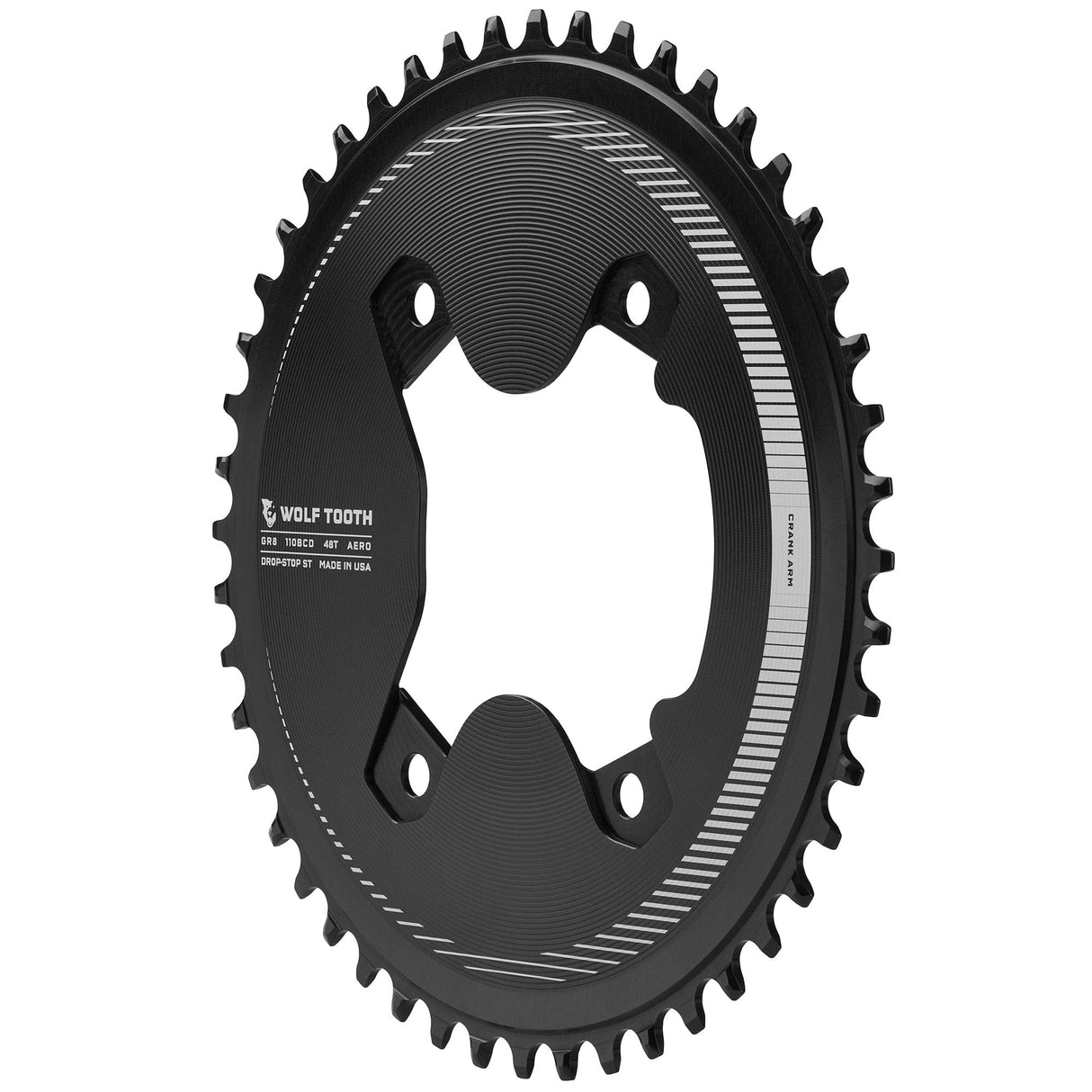 Wolf Tooth Aero 110 BCD Asymmetric 4-Bolt Chainrings for Shimano GRX 800 Cranks