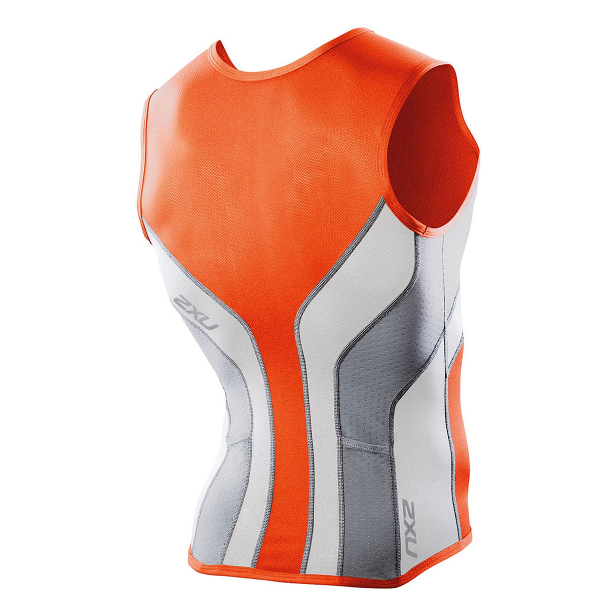 2XU Hi Fil Tri Singlet Burnt Orange / Charcoal