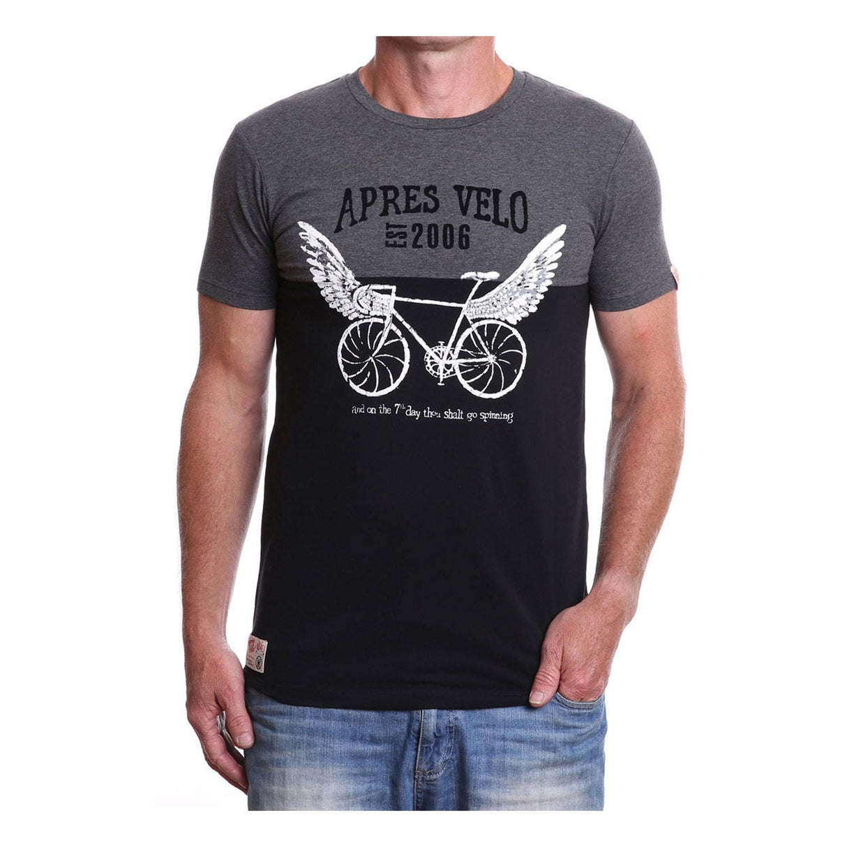 Apres Velo 7th Day Spinners Tee Charcoal / Black