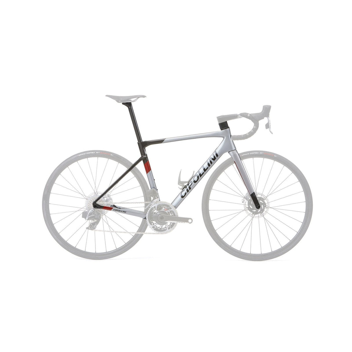 Cipollini Dolomia Disc Frameset Silver / Carbon / Red Metallic Shiny