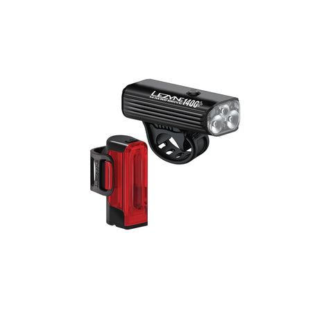 Lezyne Macro Drive 1400+ / Strip Drive Pro 400+ Pair Satin Black / Black