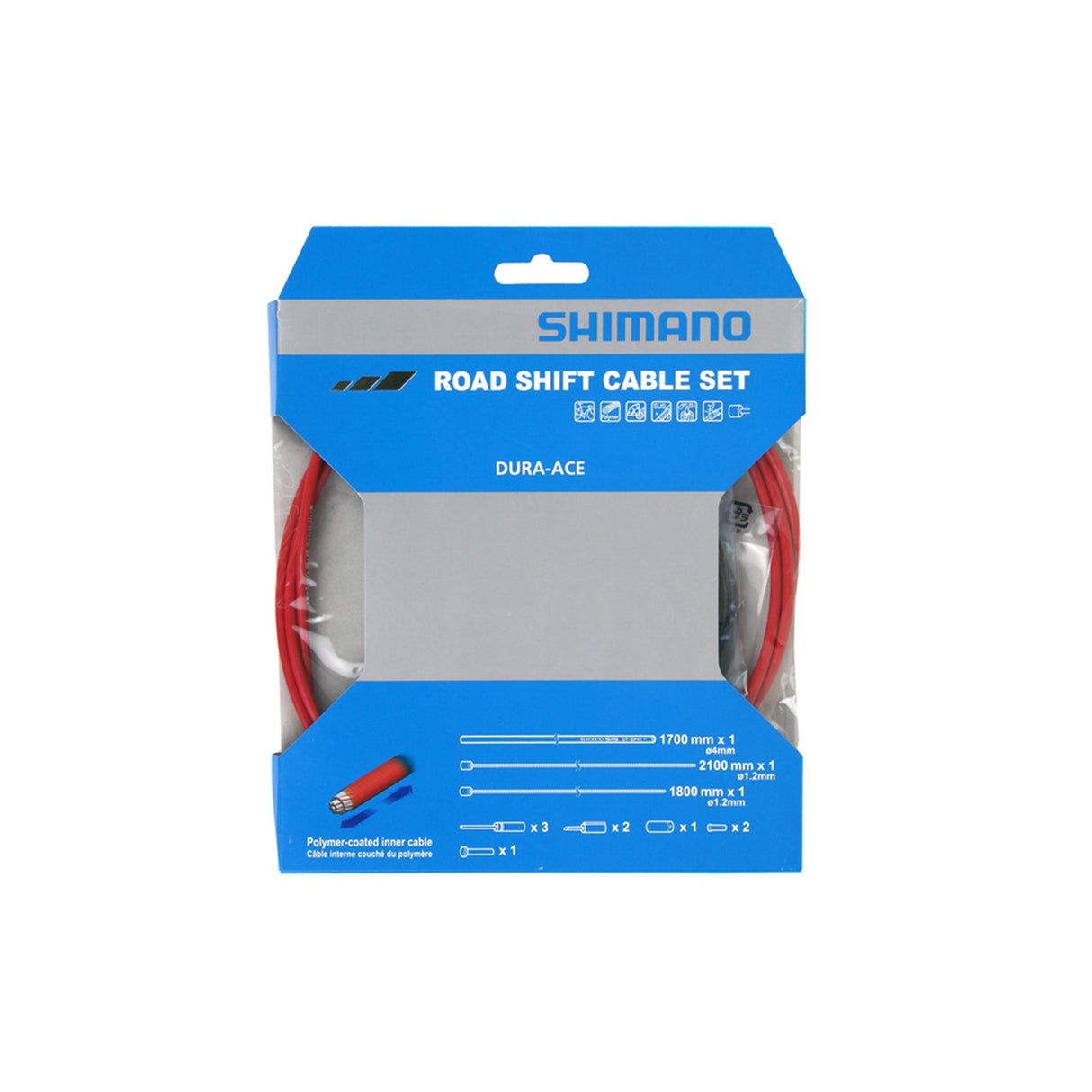 Shimano Dura - Ace 9000 Polymer Coated Road Shift Cable Set Red