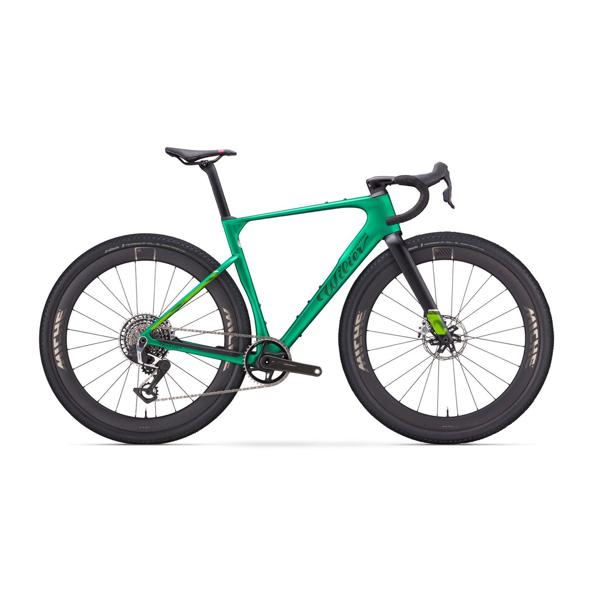 Wilier Rave SLR ID2 GRX Di2 Bike w/Alloy Bar and Carbon Wheels Pixel Green Matte