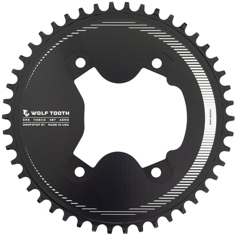 Wolf Tooth Aero 110 BCD Asymmetric 4 - Bolt Chainrings for Shimano GRX 800 Cranks Drop - Stop ST