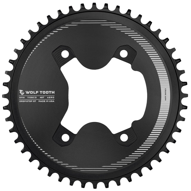 Wolf Tooth Aero 110 BCD Asymmetric 4 - Bolt Chainrings for Shimano GRX 800 Cranks Drop - Stop ST