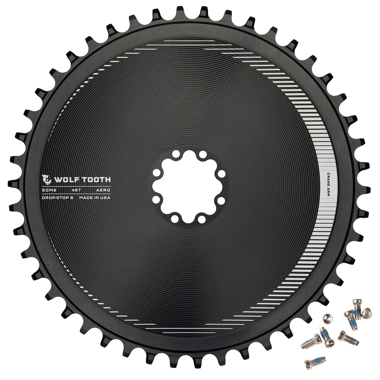 Wolf Tooth Aero Direct Mount Chainring for SRAM 8 - Bolt Gravel / Road Cranks Drop - Stop B