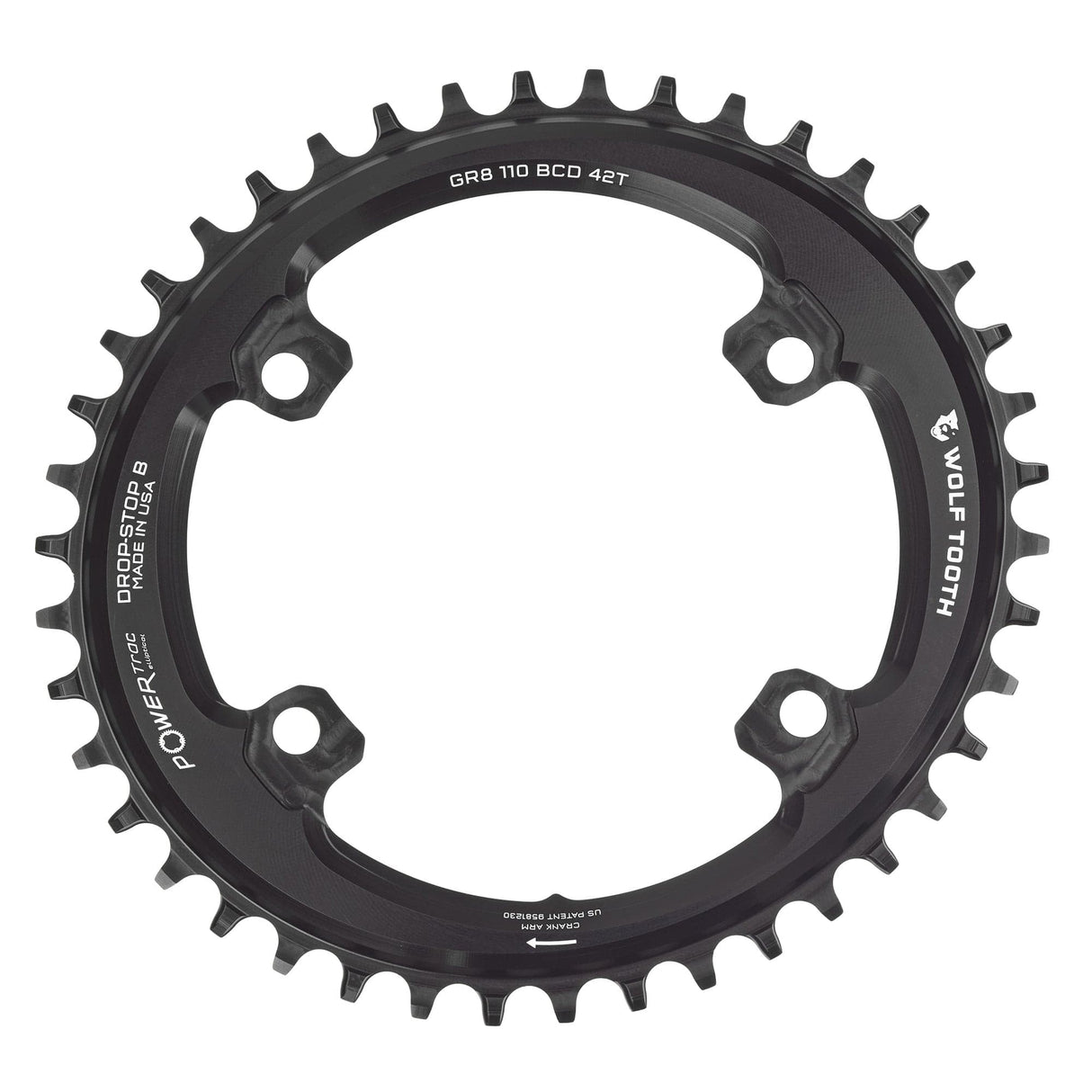 Wolf Tooth Oval 110 BCD Asymmetric 4 - Bolt Chainrings for Shimano GRX Cranks Drop - Stop B