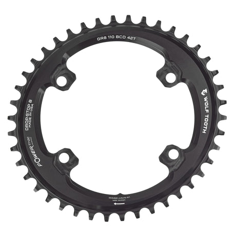 Wolf Tooth Oval 110 BCD Asymmetric 4 - Bolt Chainrings for Shimano GRX Cranks Drop - Stop B