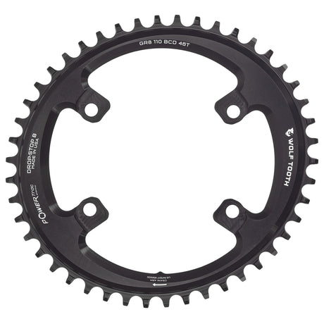 Wolf Tooth Oval 110 BCD Asymmetric 4 - Bolt Chainrings for Shimano GRX Cranks Drop - Stop B
