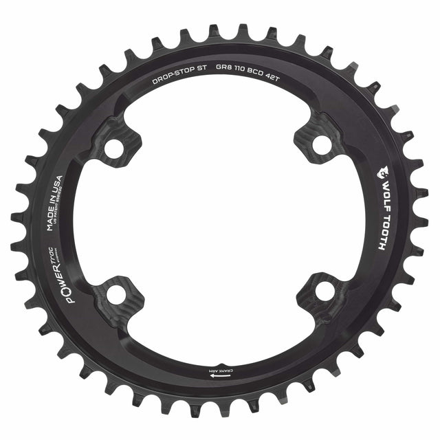 Wolf Tooth Oval 110 BCD Asymmetric 4 - Bolt Chainrings for Shimano GRX Cranks Drop - Stop ST