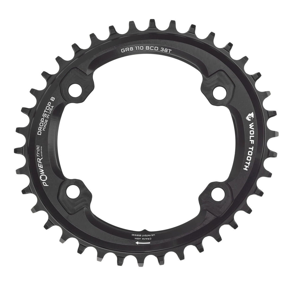 Wolf Tooth Oval 110 BCD Asymmetric 4 - Bolt Chainrings for Shimano GRX Cranks Drop - Stop B