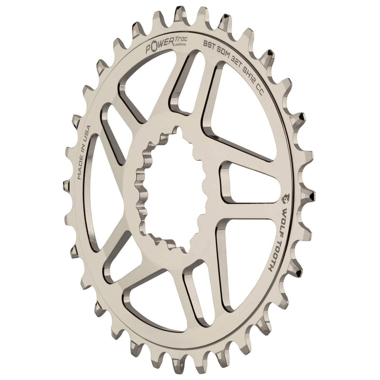 Wolf Tooth Oval Direct Mount Chainrings for Cane Creek and SRAM 3 - Bolt Cranks for Shimano 12spd Hyperglide+ Chain Nickel