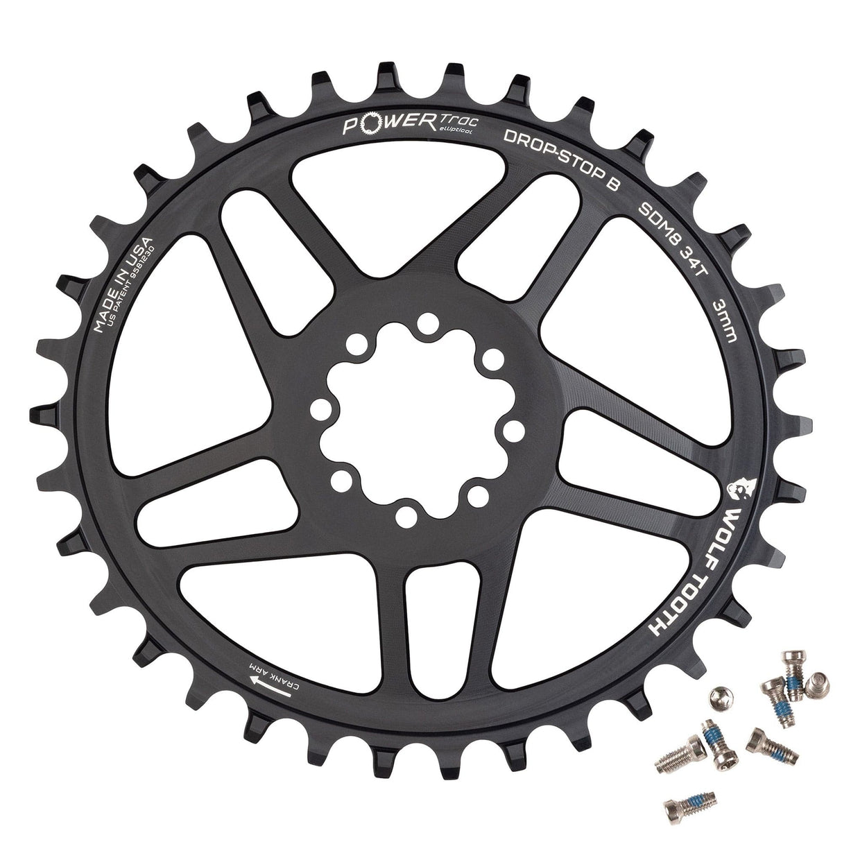 Wolf Tooth Oval Direct Mount Chainrings for SRAM 8 - Bolt Mountain Cranks Drop - Stop B